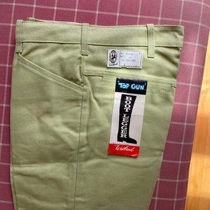 Rare vintage "Top Gun Bootlegger" pants made in Canada, moss green, boot cut